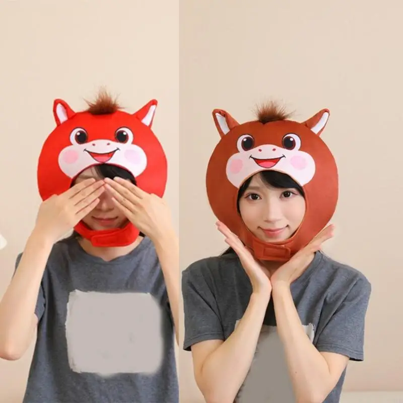 Smiling Horse Headcover Cap For Parent Kids Festival Event Photography Props Y166