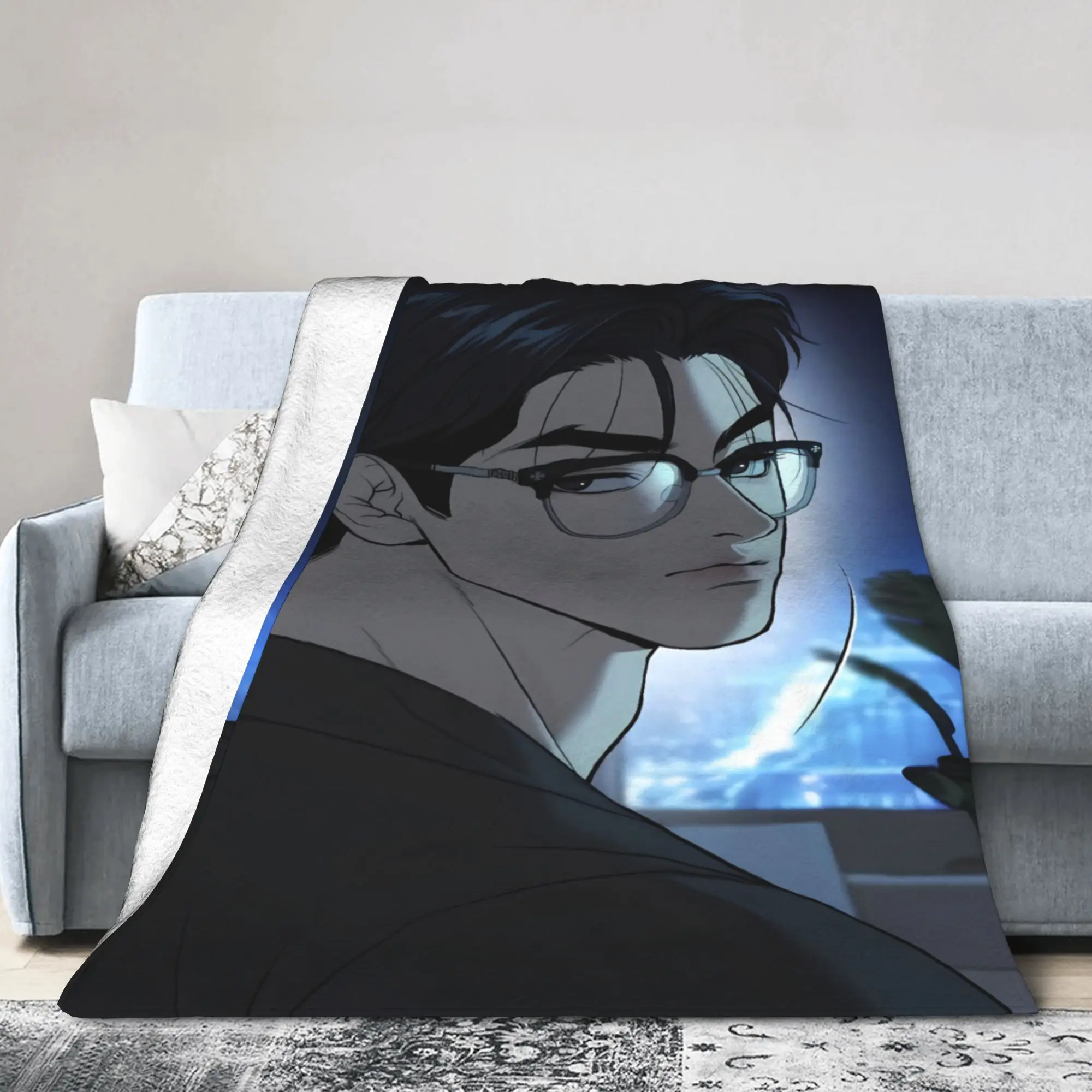 Relax Korean BL Manhwa Handsome Man  Blanket Stuff Bedding Decorative  Blanket Throw Lightweight Thin Flannel for Car