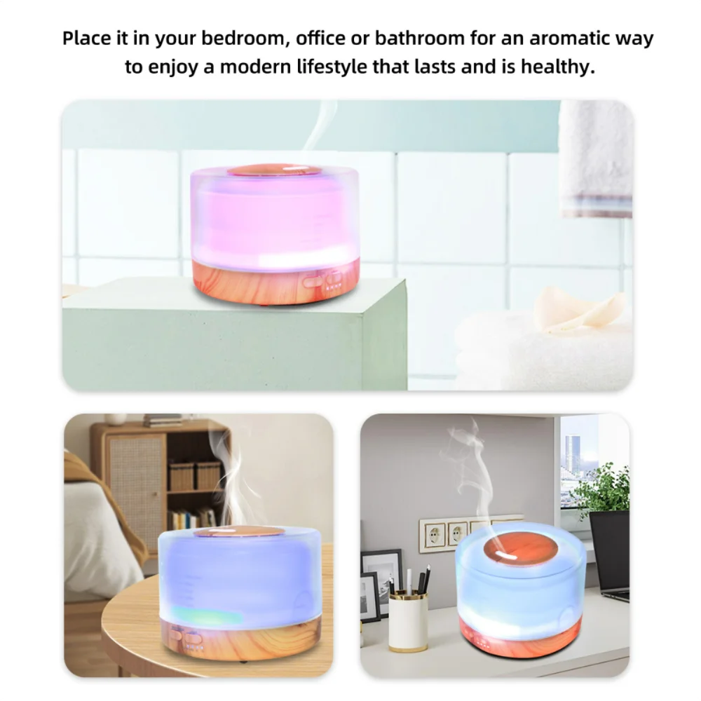 500ml Aromatherapy Diffuser Set wiith 6 Oils & 7 Mood Lights  Auto Shut-Off, Quiet Ultrasonic Mist