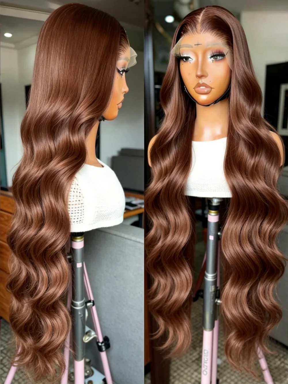 Hd Lace Frontal Wig Human Hair Pre Plucked - 4 # Perucas com frente de