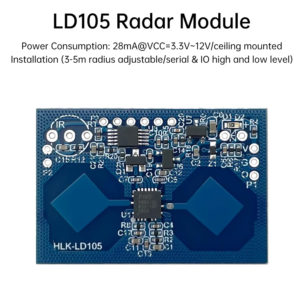 

HLK-LD105 10G Microwave Radar Human Body Induction Module LD105 Micro Motion Sensor Ceiling Installation