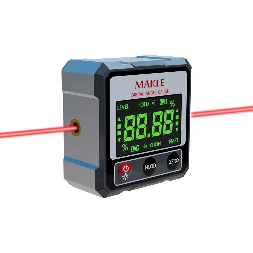 2-side Laser Digital Protractor Goniometer Four Sided Magnetic Base Inclinometer Automatic Calibration Accuracy Waterproof