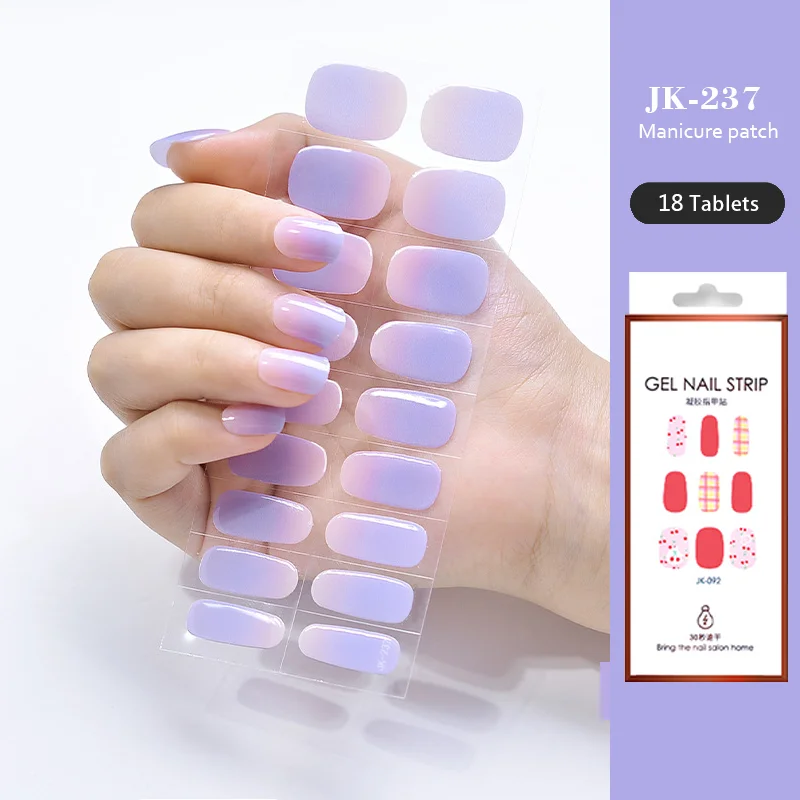 18Plus6 Frozen Cat Eye Aurora Semi-cured Gel Nail Stickers Full Cover UV/LED Lamp Required Gel Nail Strips Press on Nail Decal