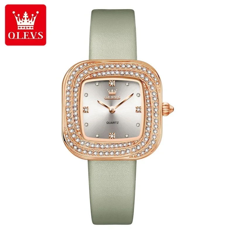 

Olevs 5512 watch women Fashion Square Dial Leather strap waterproof women's dress watches quartz wristwatch