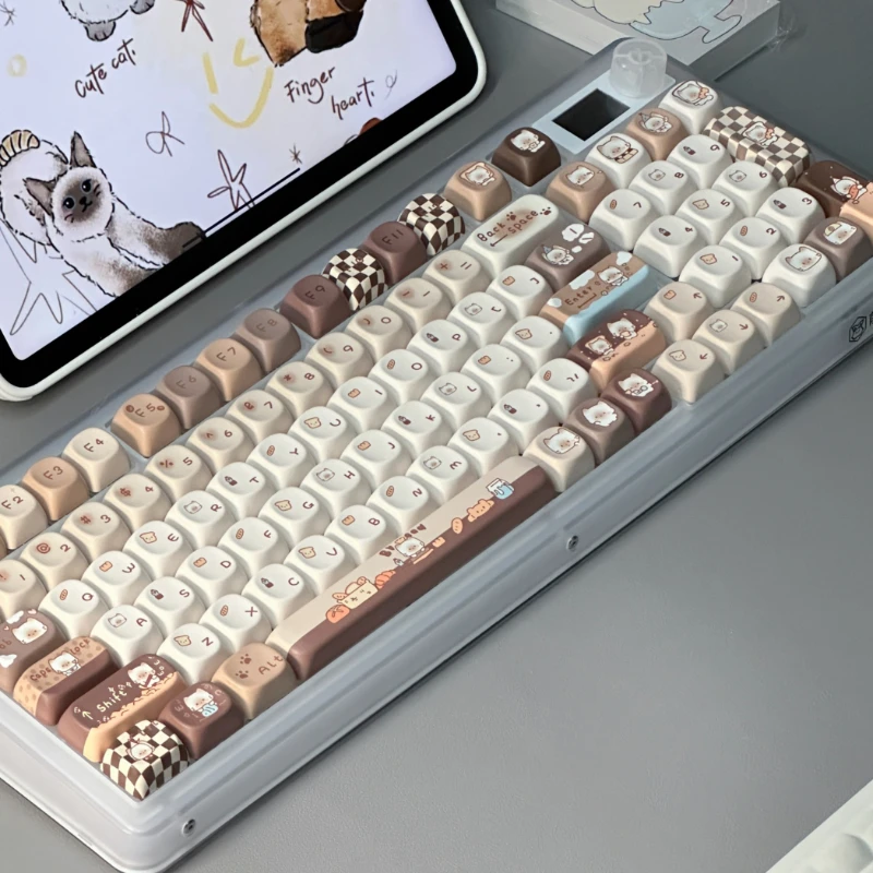 Imagem -05 - Siamese Cat Bakery Tema Keycaps Grupo Bonito Keycaps Sublimação Pbt Perfil Moa Acessórios Teclado Mecânico