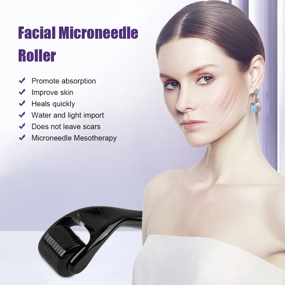 Microneedle Derma Roller With Titanium Needles Amazing Microneedling Tool For Skin Facial Beauty Hair Beard Scalp Women And Men