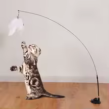 Interactive Cat Toy Handfree Cat Stick Playing Kitten Playing Teaser Wand Toy Suction Cup Bird/Feather Cat Wand Pet Supplies