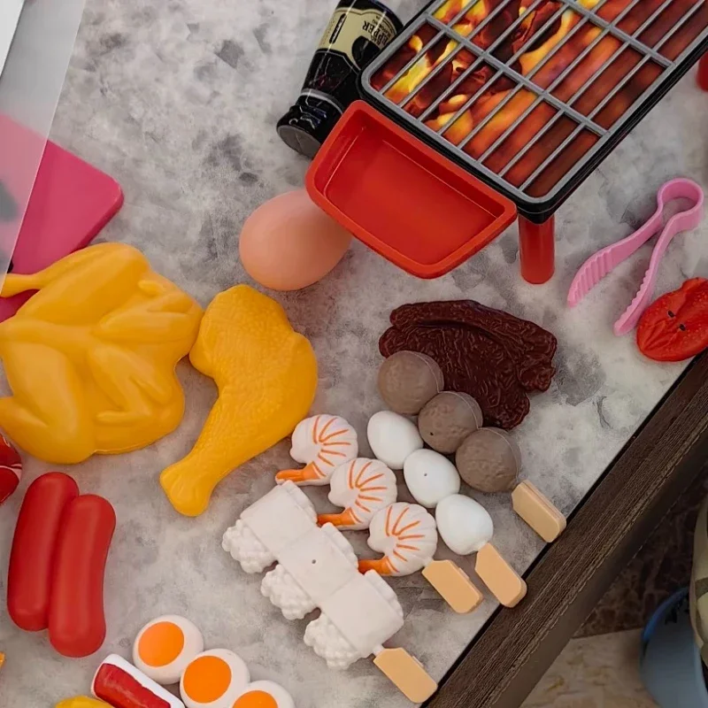 Kids Simulation Barbecue Sushi Pretend Food Toy Simulation Sashimi Japanese Cuisine Fried Chicken BBQ Set Cooking Play House Toy