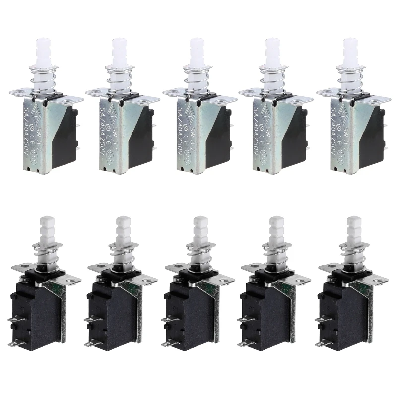 10 Pcs Latching SPST Push Button Power 2Pin Switch SW-3 Switches AC 250V 2A/8A