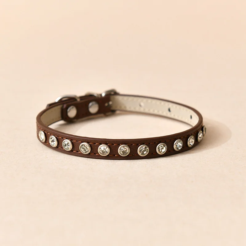 

Pet Supplies, Dog and Cat Collars, Small and Medium-sized Neck Rings, Leather Diamond Casual Decorations
