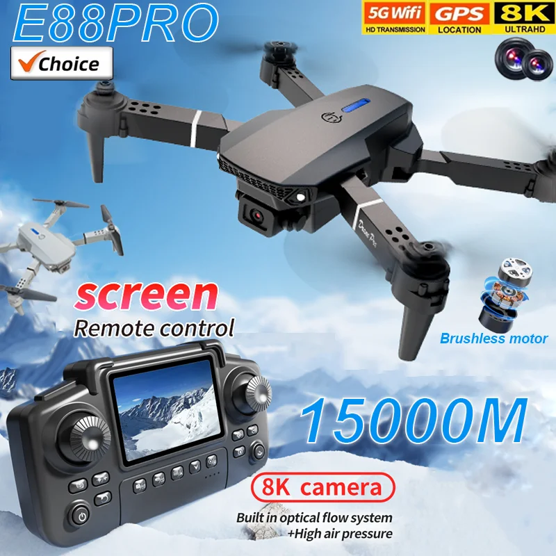 

E88 PRO 8K HD Дрон с широкоугольной камерой WiFi FPV Удержание высоты Складной радиоуправляемый квадрокоптер для аэрофотосъемки Игрушки Праздничные подарки