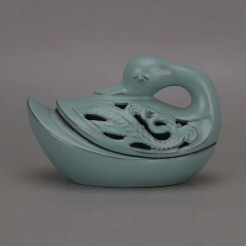 Song Ru Ware Blue Glaze Swan Incense Burner Antique Reproduction Porcelain Home Decor Classical Chinese Style Collectible