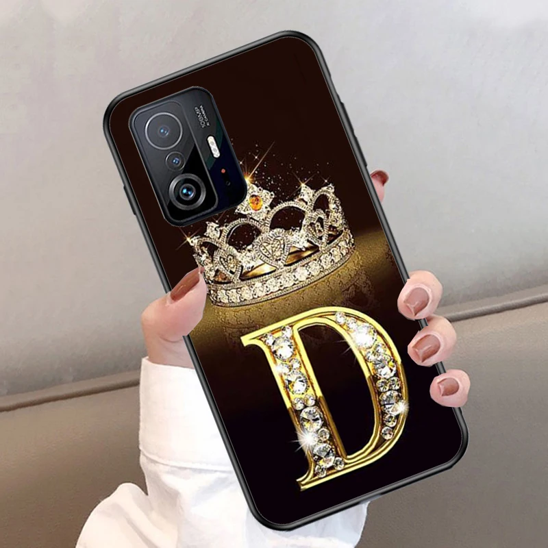 Letter Monogram Gold Marble Phone Case For POCO F5 X5 X3 Pro X4 F4 GT F3 M5 C40 Xiaomi 12 Lite 12X 11T 12T 13 Pro Cover