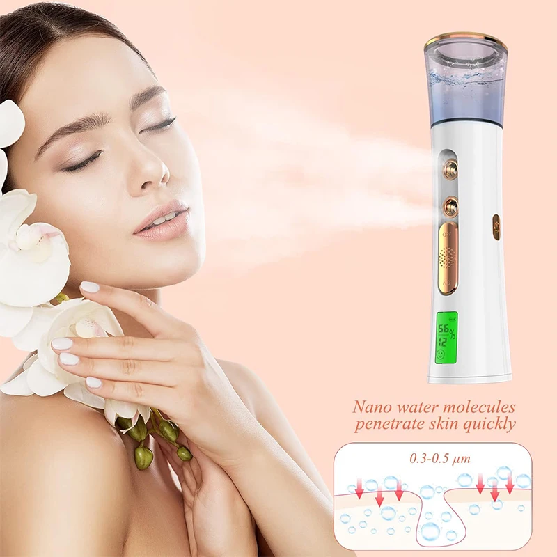 Pulvérisateur de brume facial portable à double tête, mini humidificateur hydratant, soins de la peau, affichage LED, nébuliseur de détermination de la vapeur qualifiée ale