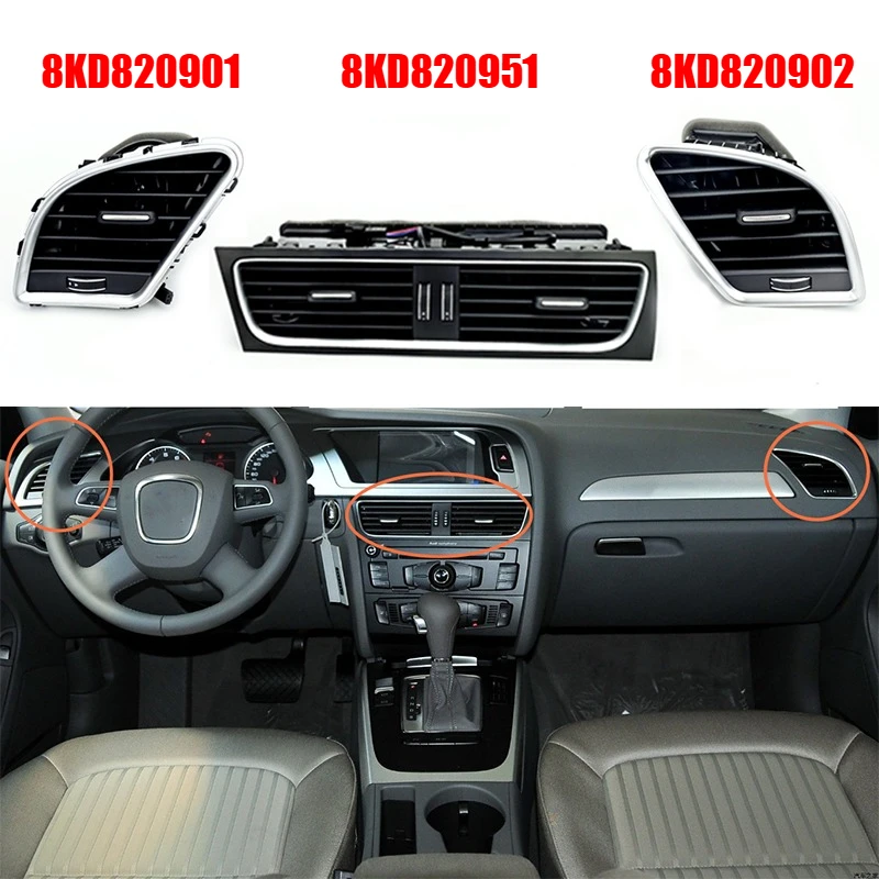 LHD Left Right Air Conditioner Outlet Vent Air Nozzle for Audi A4 B8 2009-2017 A5 2013-2017 8KD820901 8KD820902 8KD820951