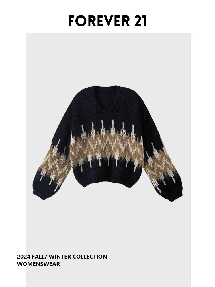 

Модный свободный вязаный свитер с рукавами-фонариками, эффект стройности, для женщин больших размеров, осенне-зимний топ