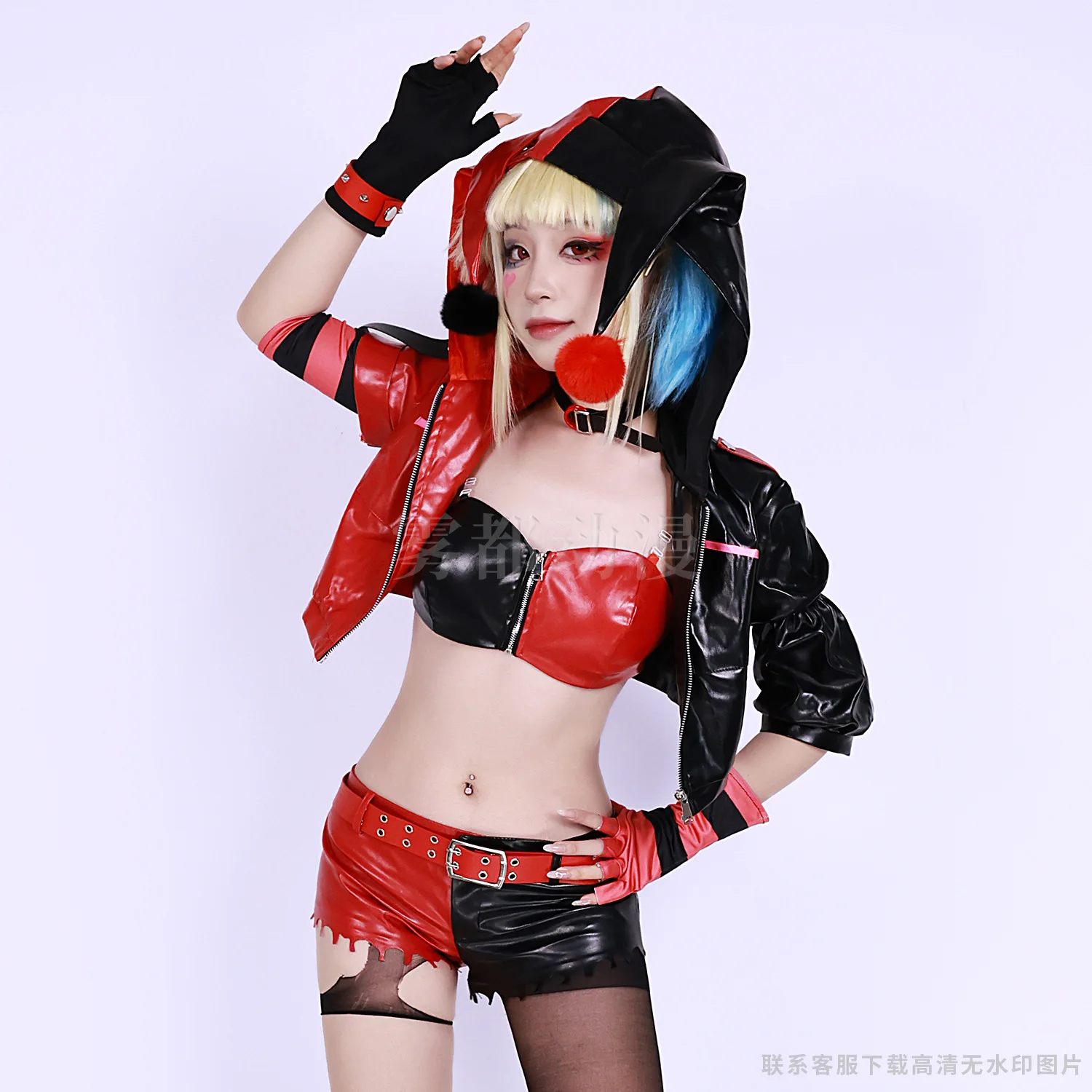 Movie Suicide Cosplay Harley Costume Halloween Sexy Red and Black Outfits Woman Carnival Cosplay Harley Customized Clothes - view 5