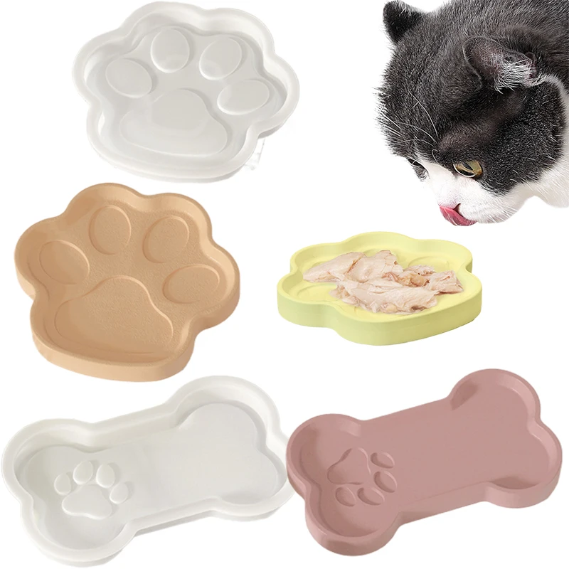 DIY Cat Paw Bone Shape Storage Tray Silicone Mold Cat And Dog Food Tray Gypsum Silicone Mold Jewelry Display Dish Home Decoratio