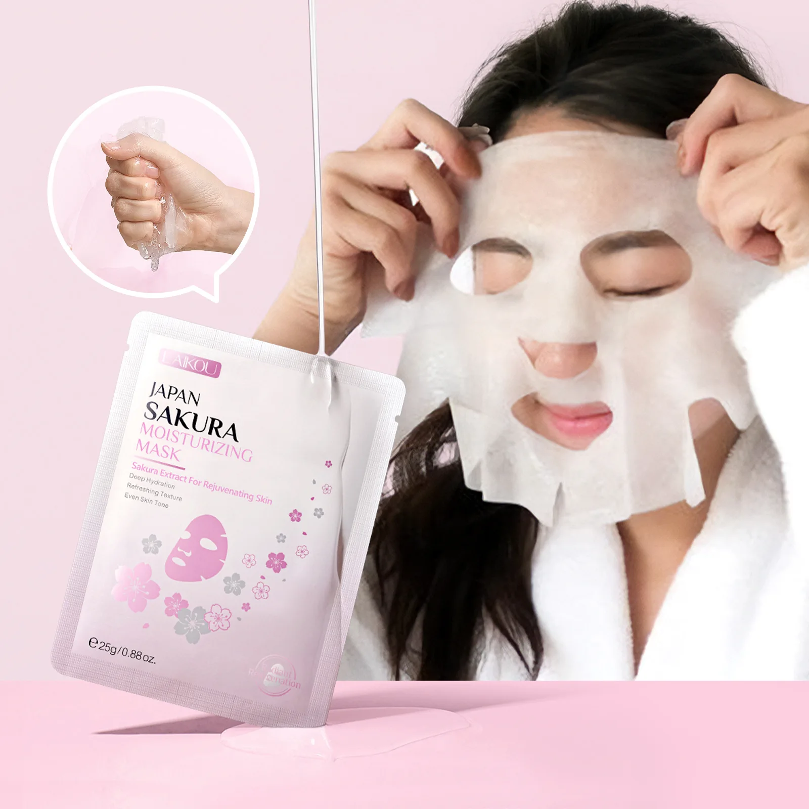 5Pcs LAIKOU Sakura Moisturizing Mask Sheet Nourishing Oil Control Facial Masks Hydration Skin Care Product