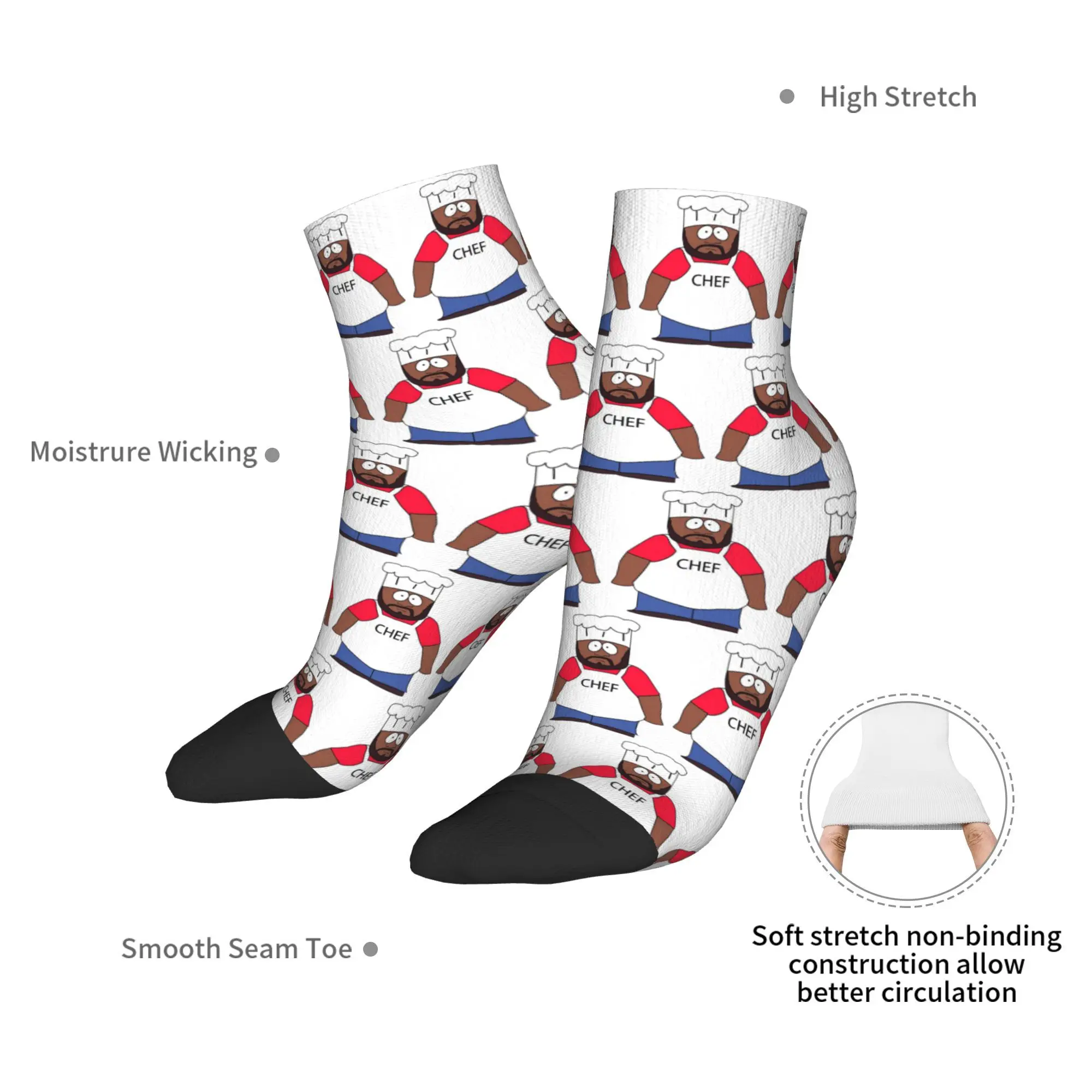 Calcetines de Chef Southpark para todas las estaciones, calcetines deportivos de tubo medio Harajuku de alta calidad, medias suaves de moda para hombres y mujeres, regalos