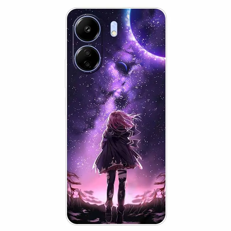 For Xiaomi Poco C65 Case C 65 Clear Bumper Soft TPU Silicone Back Cover for Poco C65 6.74\'\' Protector Funda Shells Cartoon Print