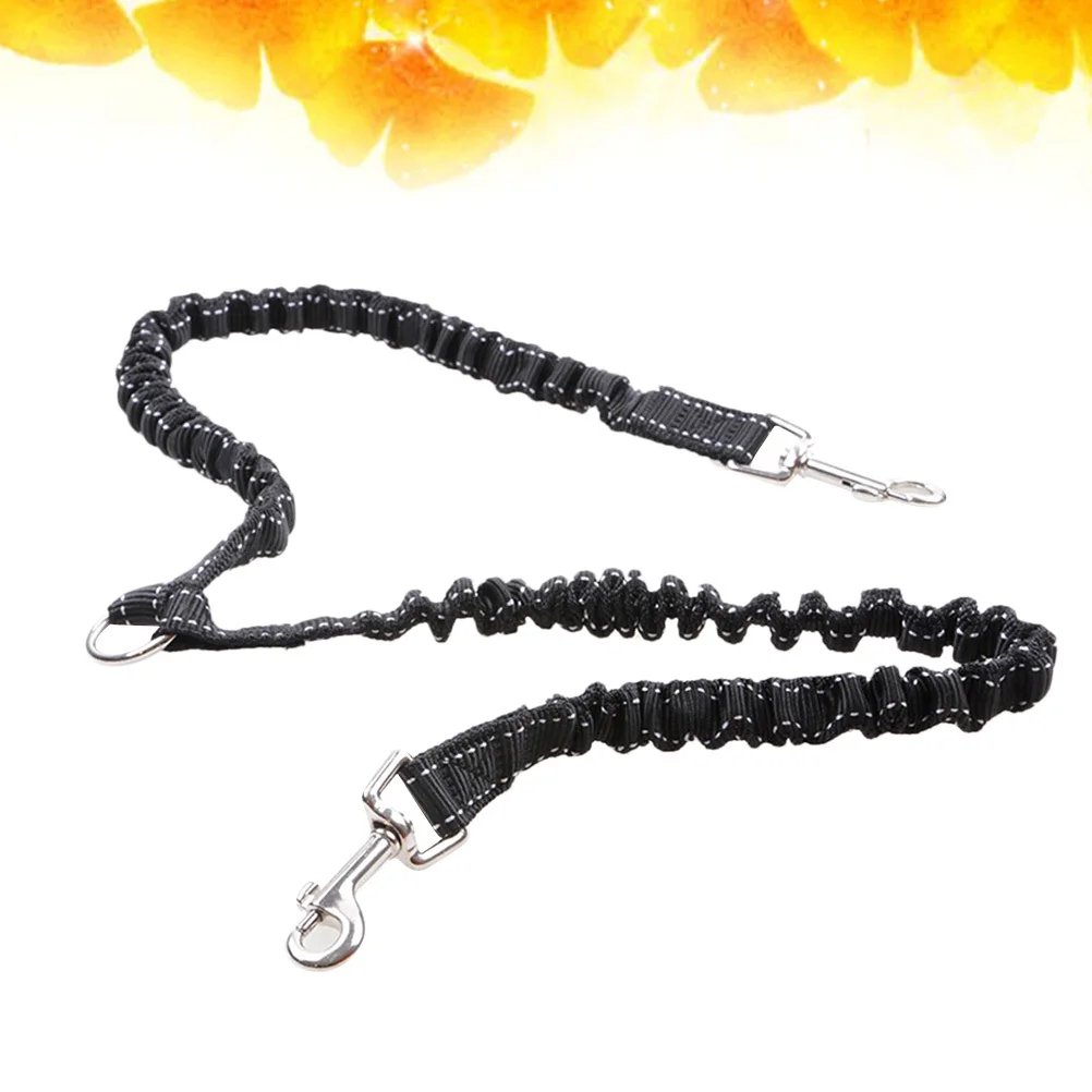 

Black Size M Double Head Stretchable Dog Traction Strap Durable Nylon Pulling Rope Pet Supplies for Outdoor Walking Puppy