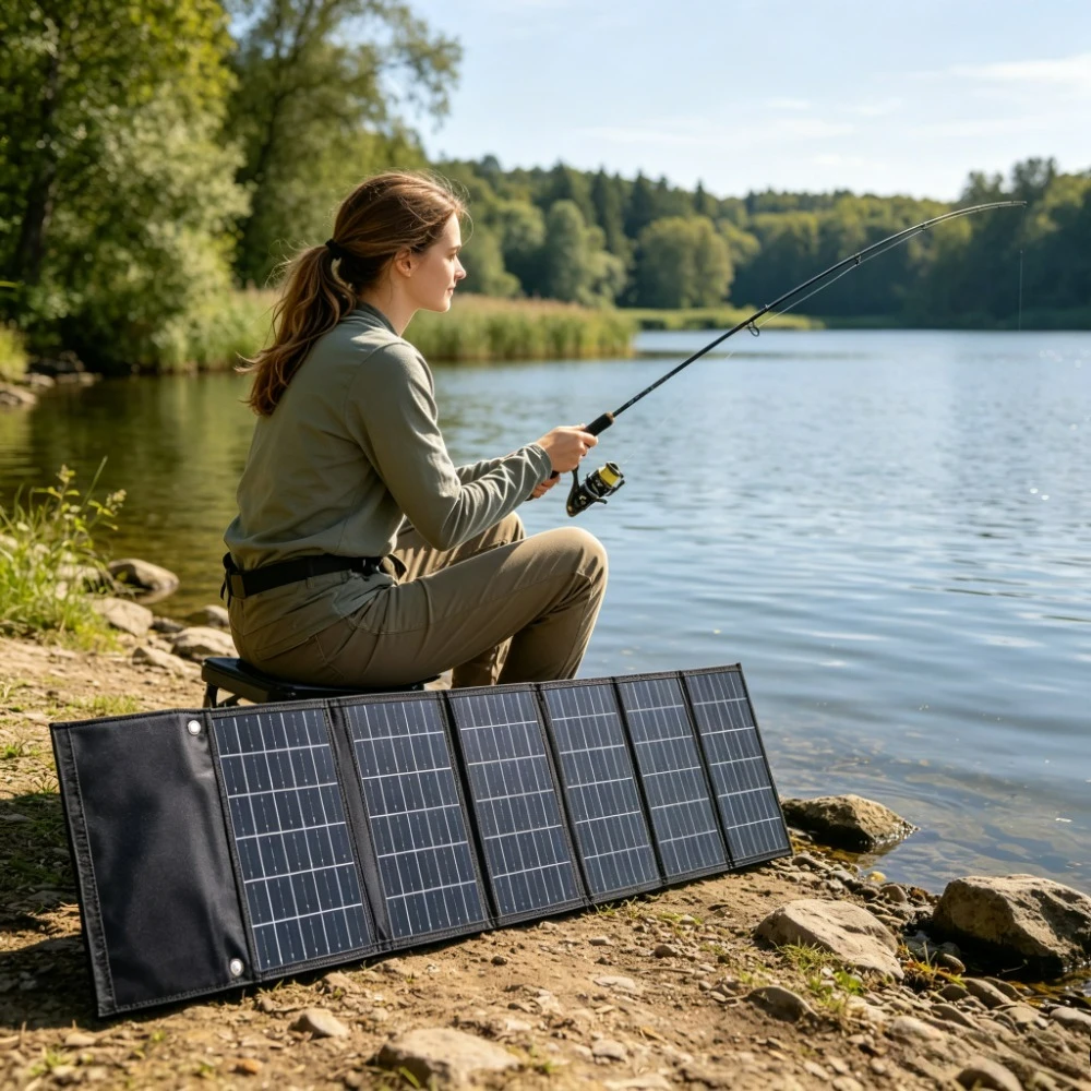 Outdoor Multi Scene Use 50W 90W Foldable Solar Charger Portable ETFE Waterproof Solar Power Bank Dual USB DC Output Camping