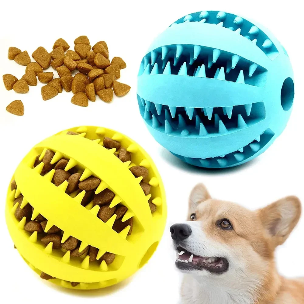 5CM Dog Toys Stretch Rubber Leaking Ball Funny Interactive Pet Tooth Cleaning Balls Bite Resistant Chew Toys