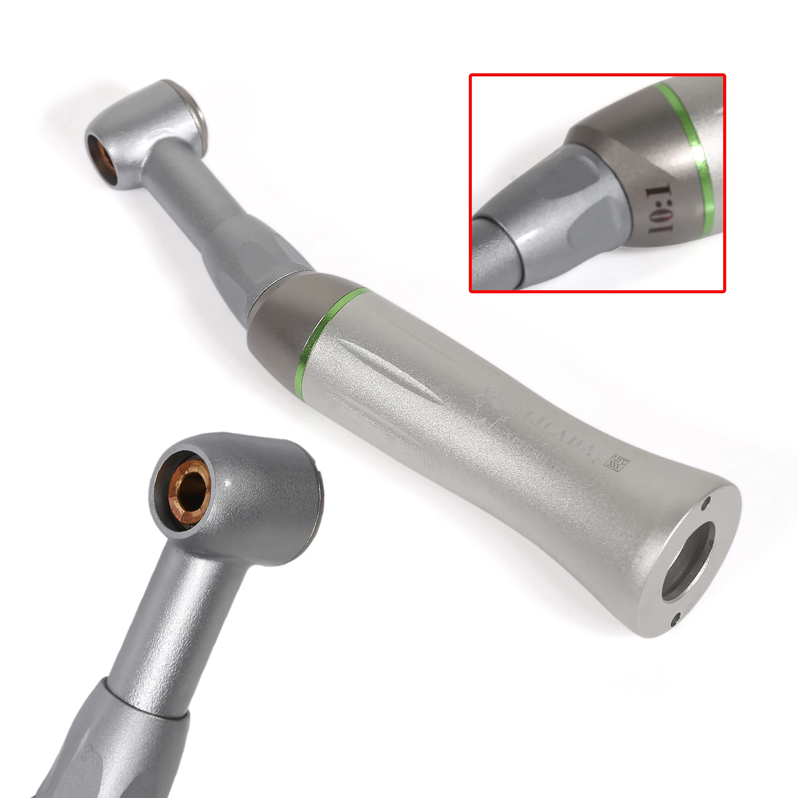 

Dental 90° Reciprocating 10:1 Reduction Contra Angle Push Button External Water Spray Handpiece