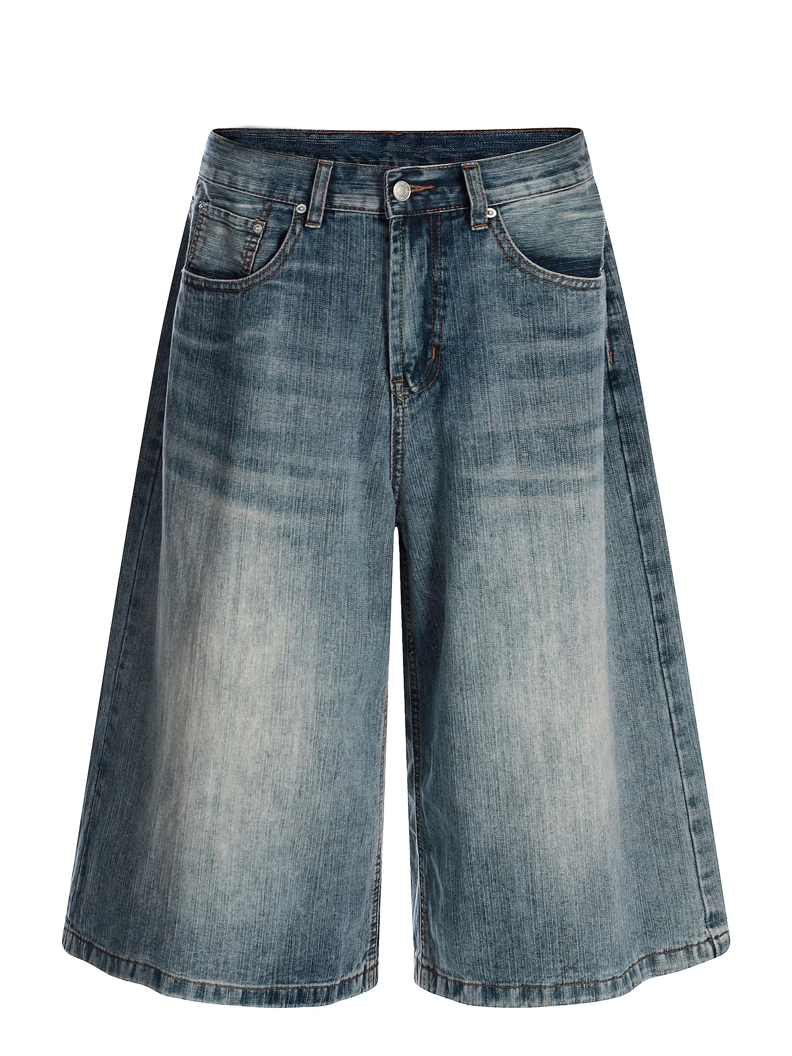 الرجعية الأمريكية Waed الدينيم واسعة الساق الجينز مستقيم قطع فضفاضة تناسب سبعة بوصة السراويل للرجال والنساء ملابس غير رسمية جميع الفصول