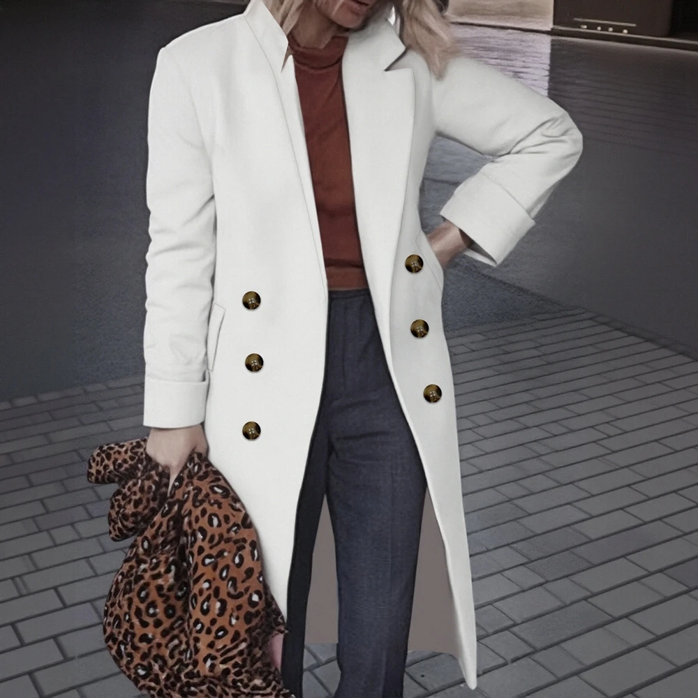 

Женская классическая зимняя куртка с длинным рукавом, осенне-зимняя модная свободная однотонная повседневная куртка с отложным воротником во французском стиле