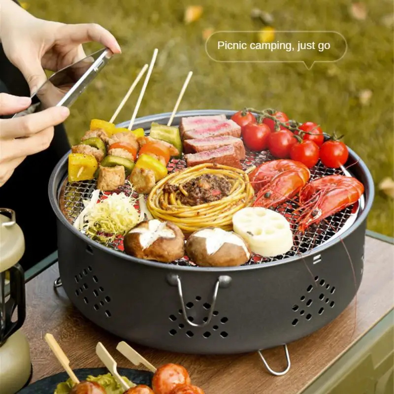 Parrilla de área de calentamiento estable, parrilla de barbacoa portátil de acero inoxidable para barbacoa al aire libre, Picnics de Camping, ligera