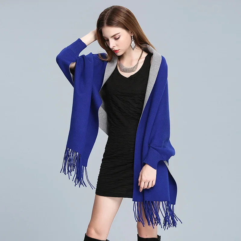 Autumn  Winter Sweater Coat Knitted Loose Bat Shirt Mink Fleece Sweater Women Versatile Cape Cape Scarf SA138