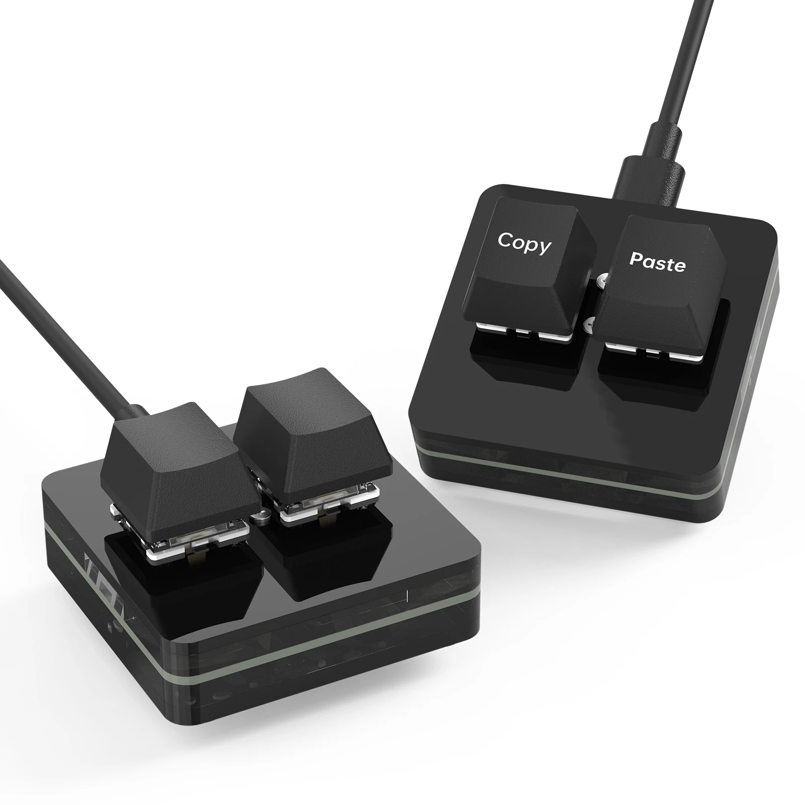 Mini Teclado Mecânico Hotswap com 2 Teclas para Programação de Macros, Macropad para Computador, Ctrl C V, USB Tipo C com Fio, Teclado RGB