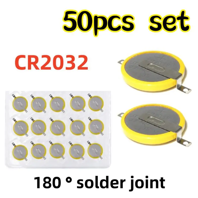 50pcs Set CR2032 3V internal N64 Megadrive NES battery Vertical 180-degree Patch with Two-Welding Foot Horizontal Flat Mounting