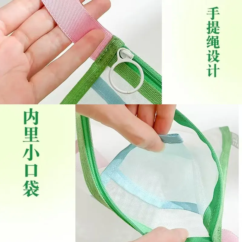 Cartella portadocumenti a griglia A5 Organizzatore di documenti aziendali in plastica colorata trasparente Borsa con cerniera Cancelleria per riporre matite per ufficio e scuola