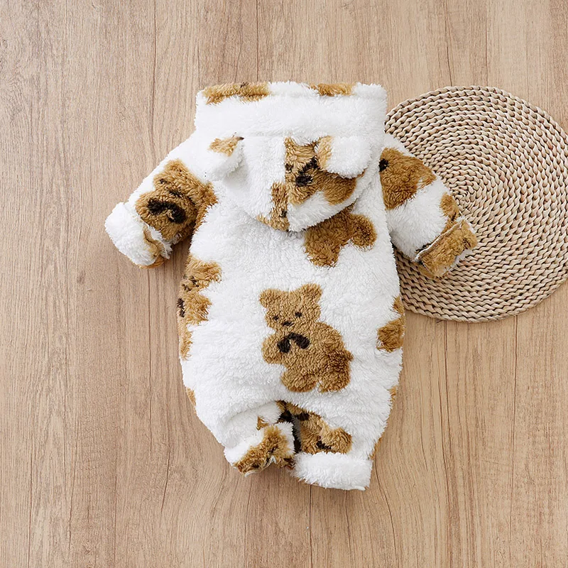 Baby Clothes Cartoon Cute Teddy Bear Plush Comfortable And Soft 0-18 Boys And Girls Autumn And Winter Long Sleeved Baby Jumpsuit