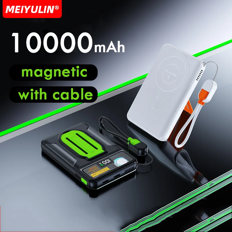 

10000mAh Magnetic Power Bank Wireless Fast Charger With Stand External Spare Battery For Magsafe For iPhone 15 Samsung Xiaomi