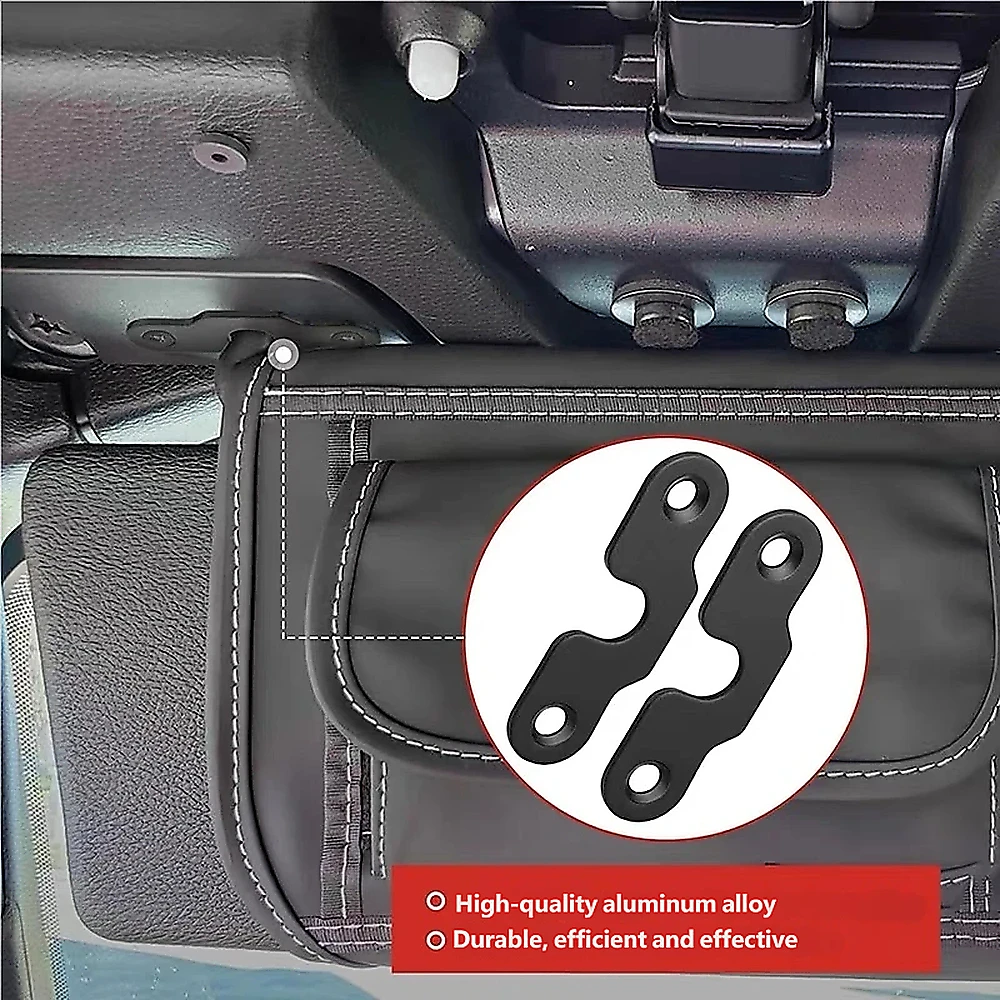 Sun Visor Hook Installation Kit Visor Repair Car Accessories 2X Clips 4X Screws Aluminum alloy For Jeep Wrangler JK JL JT 07-26 view 2