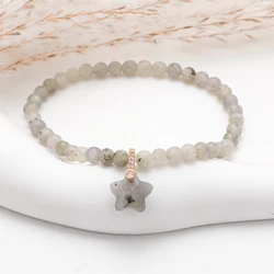 4mm Labradorite Beads Star Charm Bracelets For Women Men Natural Stone Tiger Eye Rose Quartzs Elastic Bracelet Fashion Jewelry