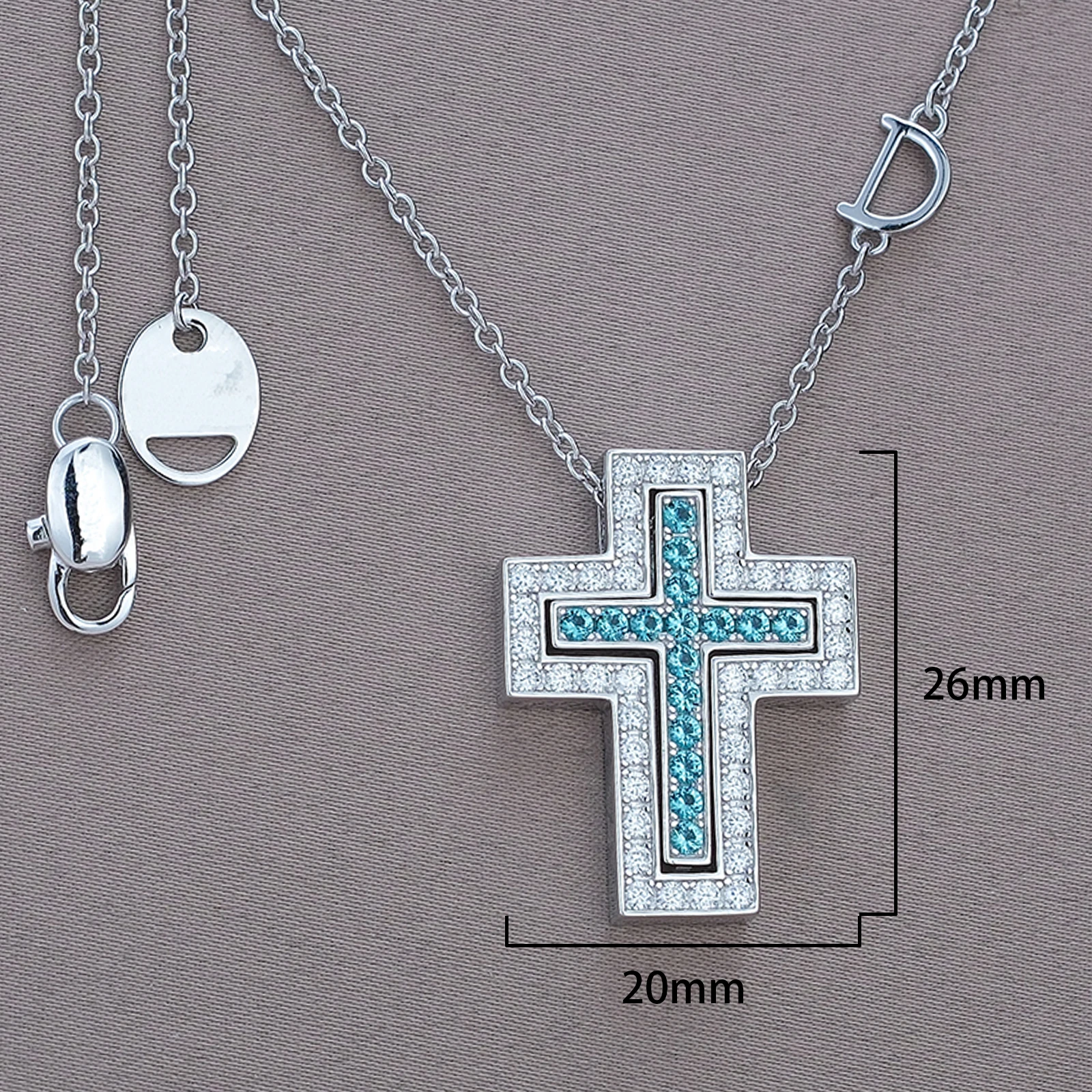100% 925 Sterling Silver Precious Cross necklace The design is highlighted by the rare Paraiba tourmaline set in the inner cross