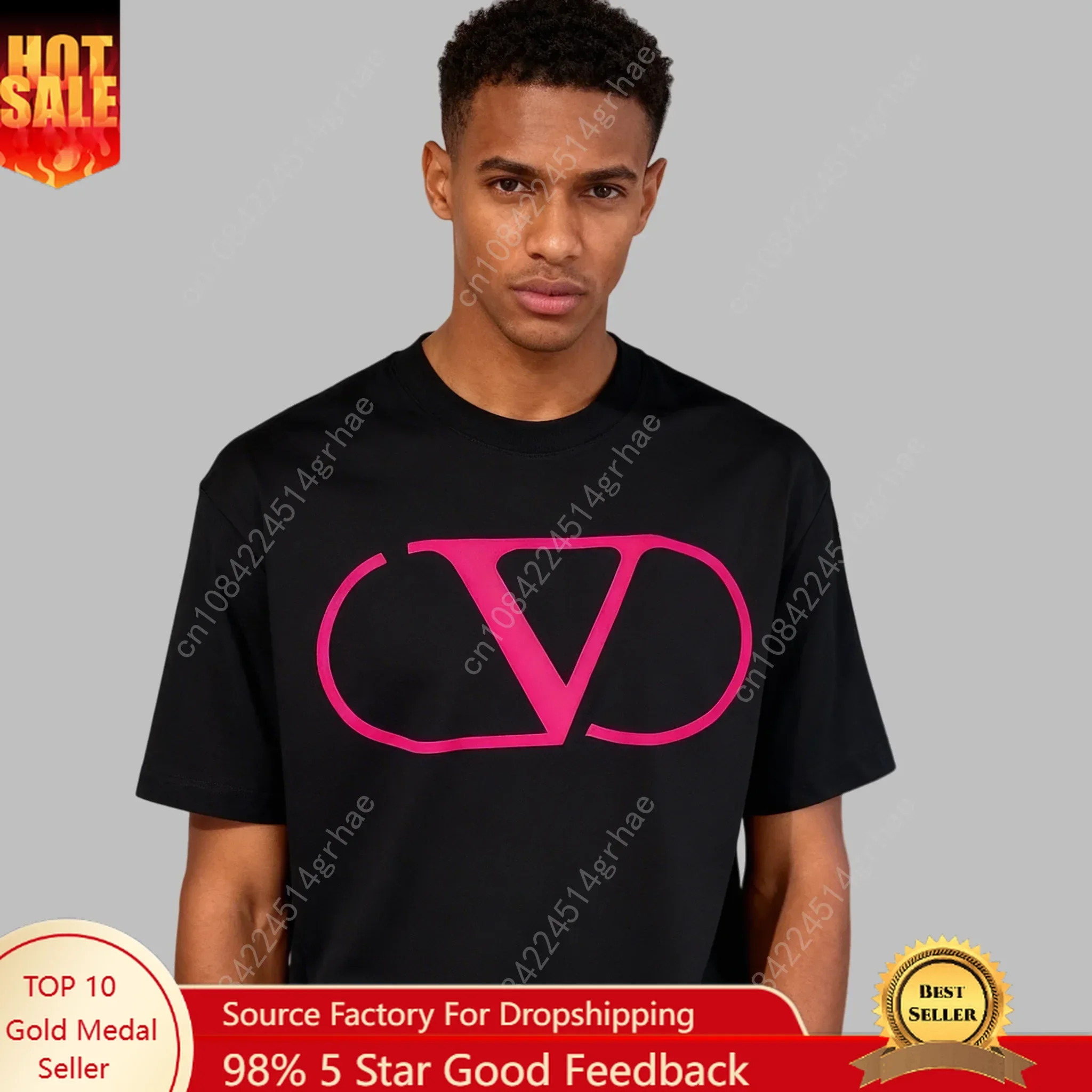 

2026 New Y2K Luxury Inspiration T-Shirt 100%Cotton Oversized Short Sleeve Neutral Casual Top Large Crew Neck Fashion T-Shirt