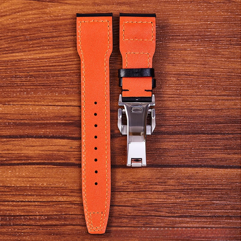 New Style Needle Pattern Top Layer Genuine Leather Watch Strap Compatible with IWClWCPilot Little Prince Rivet Strap20mm21Mm22mm