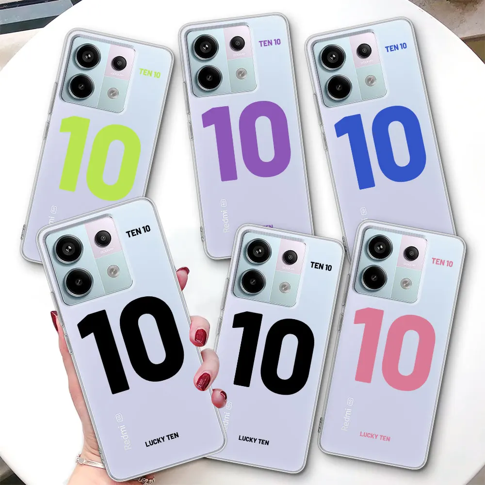 

Чехол Lucky Number 10, чехол для Xiaomi Redmi Note 14 10 11 11S 13 9 12 Pro Plus 13R 11T 11E 10S 8 9S, противоударный чехол из ТПУ для телефона, чехол