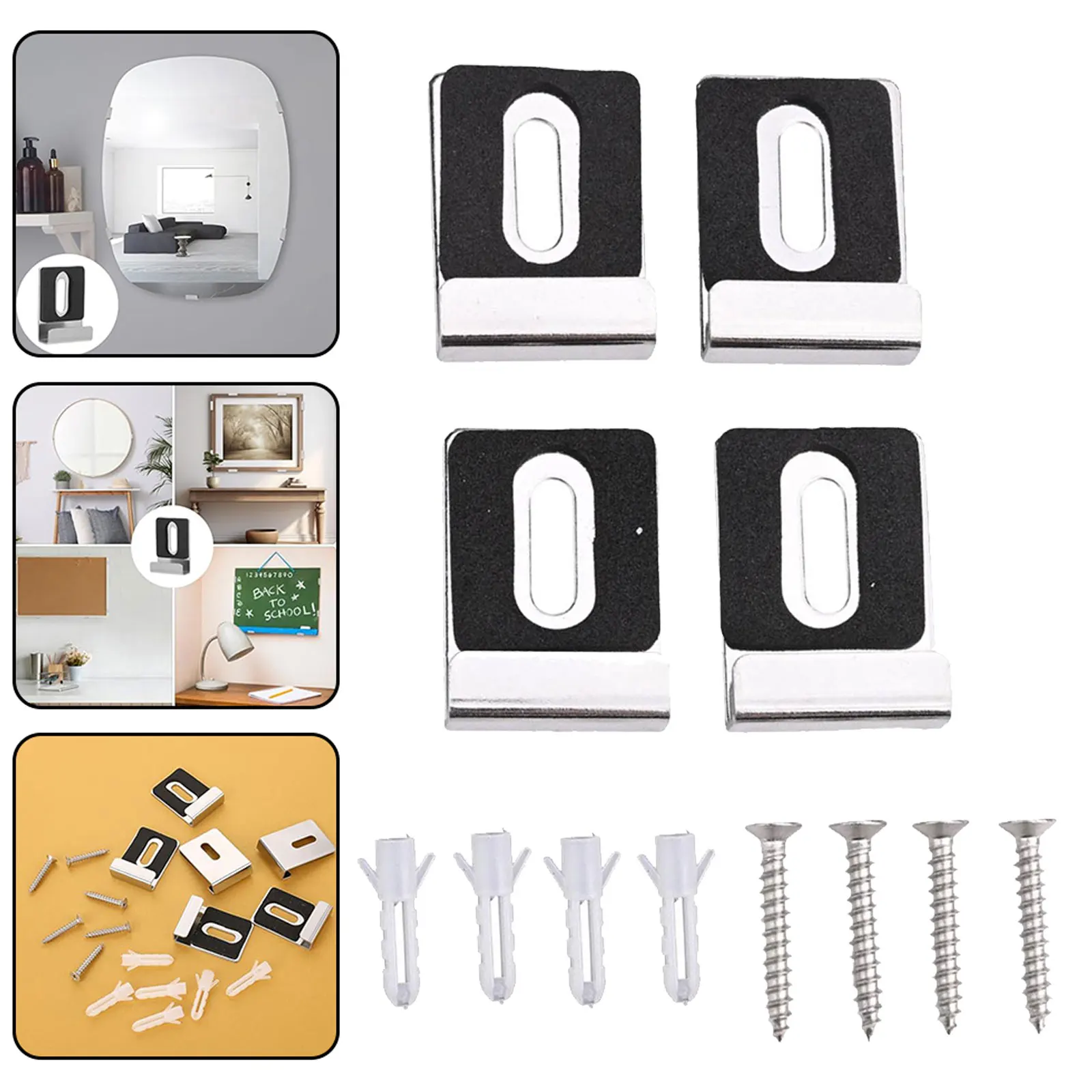 Mirror Hanging Kit Mirror Bracket Clips For Cabinets Hassle-Free Setup Long-Lasting Durability Resistant To Breakage