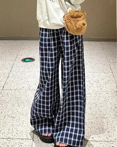 ワイドレッグパンツ バケーション レディース 秋 ポリエステル 高品質 アカデミア プロフェッショナル コーデュロイ チェック柄 ジャカード プレイド レディース ニット