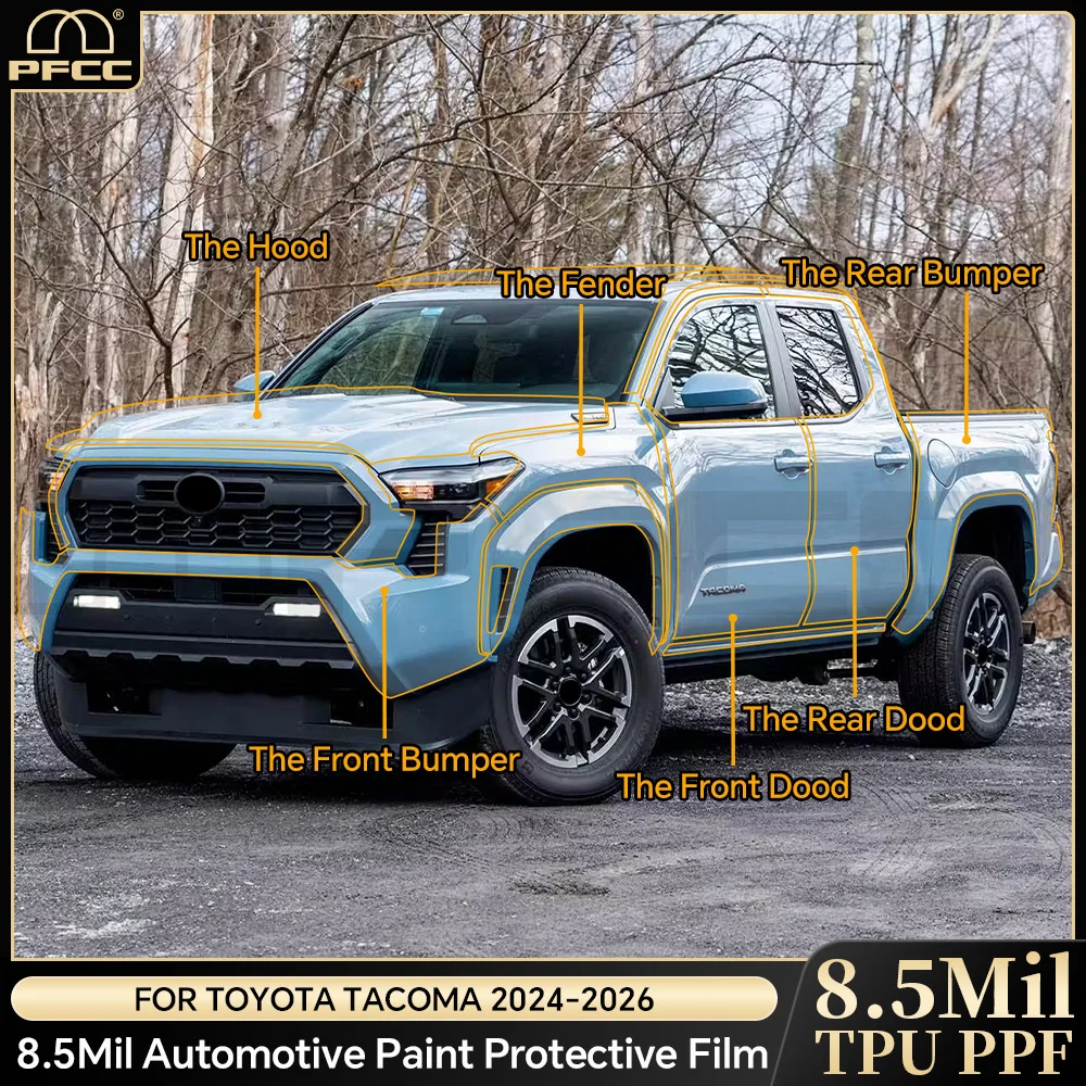 PPF Precut Paint Protection Film Clear Bra for Toyota Tacoma 2024-2026 TPU Anti-Scratch Self-Healing Car Exterior Protector Kit