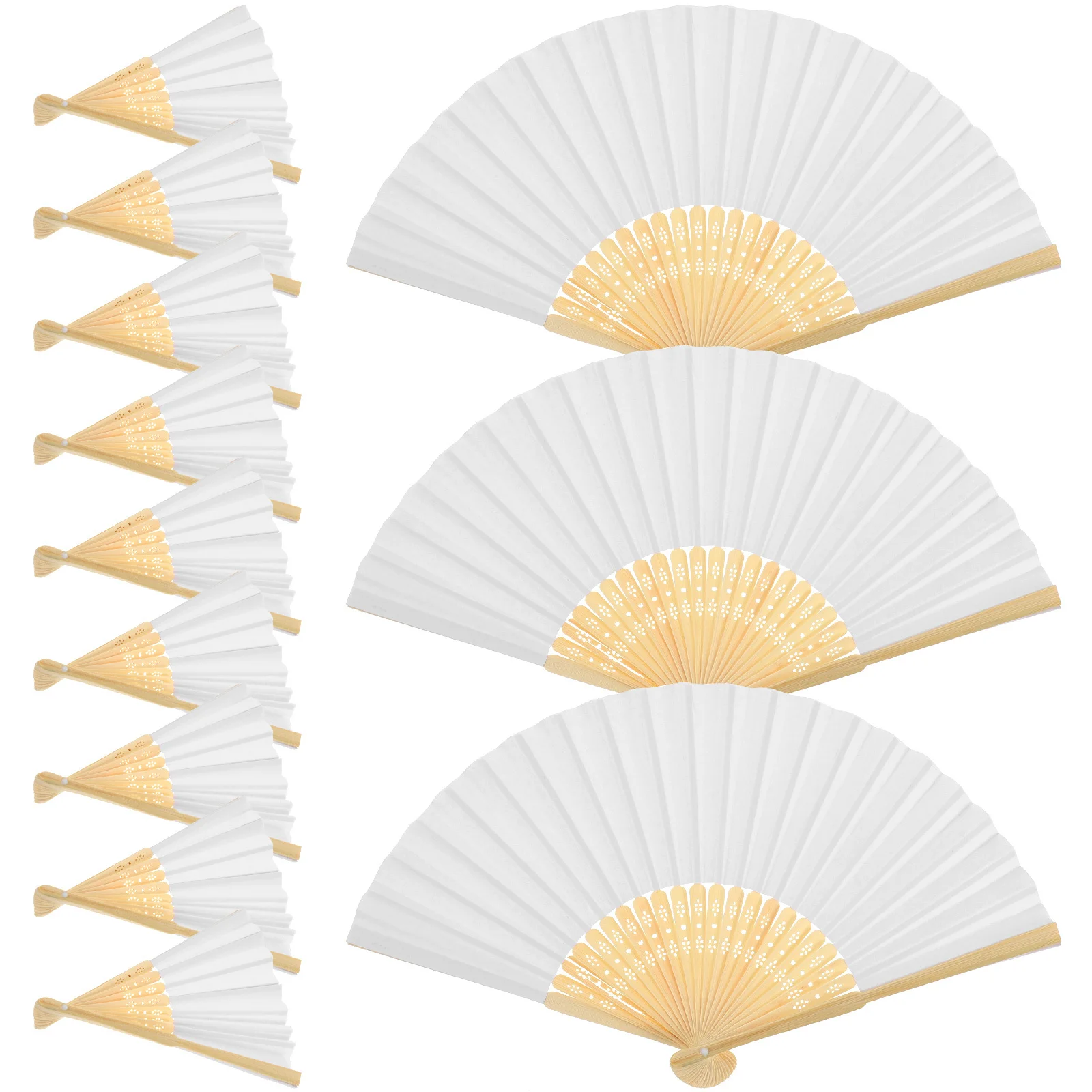 

12Pcs Chinese Blank Folding Hand Fans Handheld Portable Fans for Dance Performance Wedding Photography Hand Fan