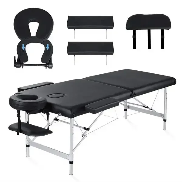 Aluminium Frame Massage Table Portable Massage Bed Lightweight Height Adjustable Salon Spa Bed Black Lash Bed