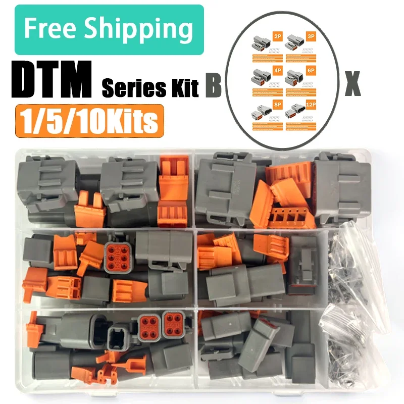 

1/5/10Boxes Deutsch DTM Series Connector Kit Automotive Sealed Plug Terminals Pins DTM06-2/3/4/6/8/12S DTM04-2 3 4 6 8 12P